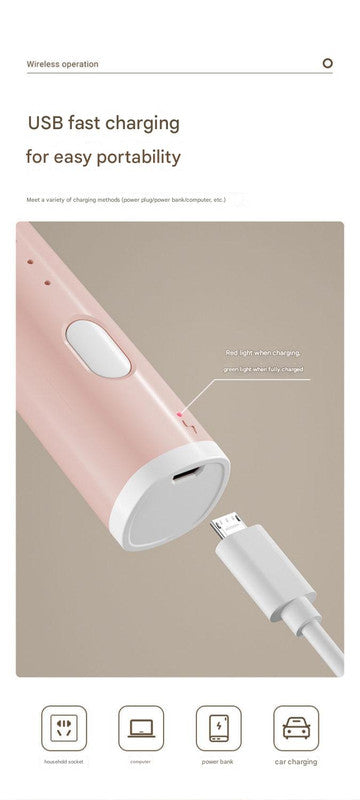 Pink Cordless Drink Mixer & Frother Wand - USB Powered(Spring bubbler head)