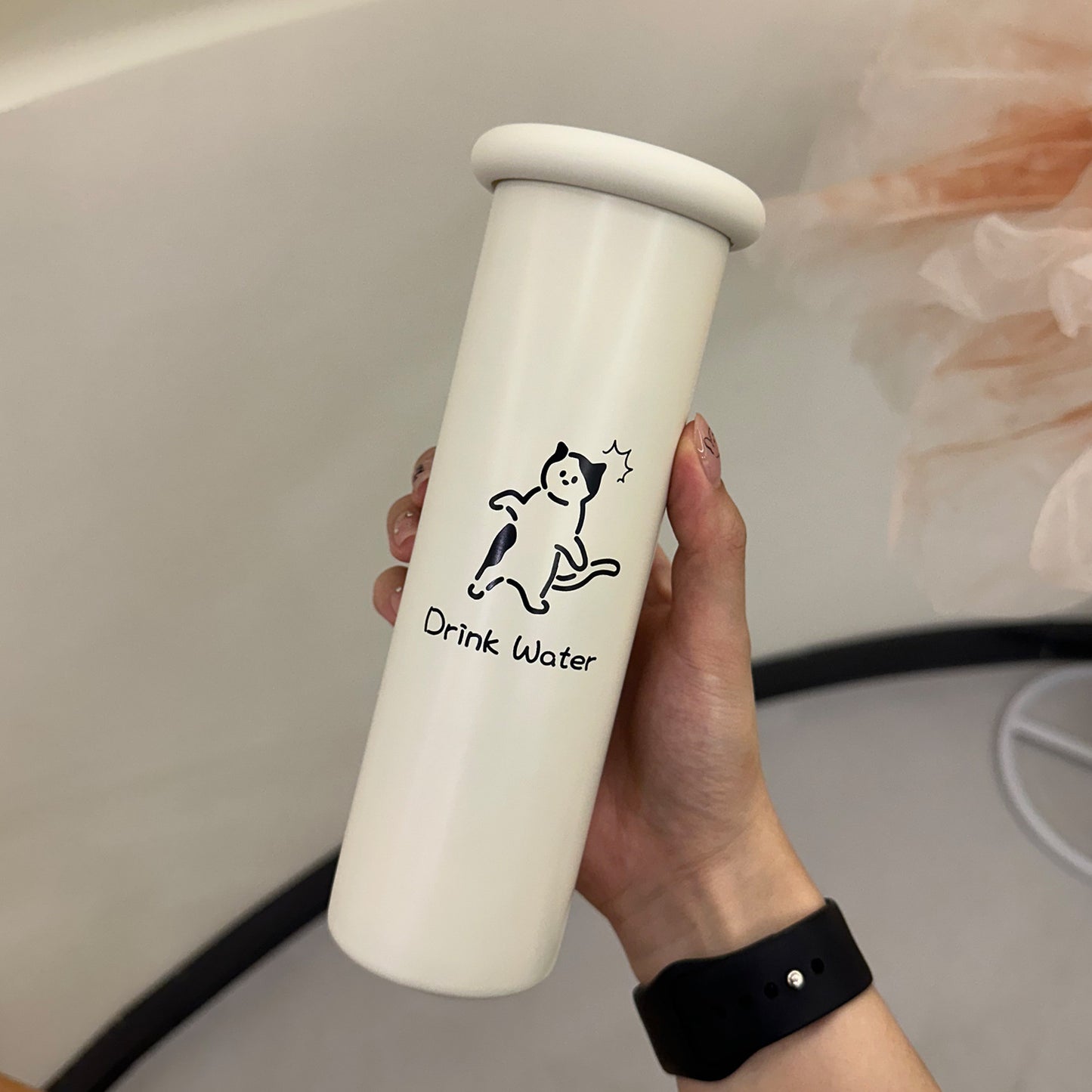 Mini Insulated Coffee Cup - 316 Stainless Steel, Portable & Stylish - White Kitten (300ml)