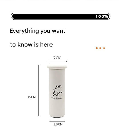 Mini Insulated Coffee Cup - 316 Stainless Steel, Portable & Stylish - White Kitten (300ml)