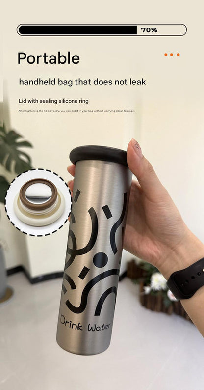 Mini Insulated Coffee Cup - 316 Stainless Steel, Portable & Stylish - White Kitten (300ml+cup brush)