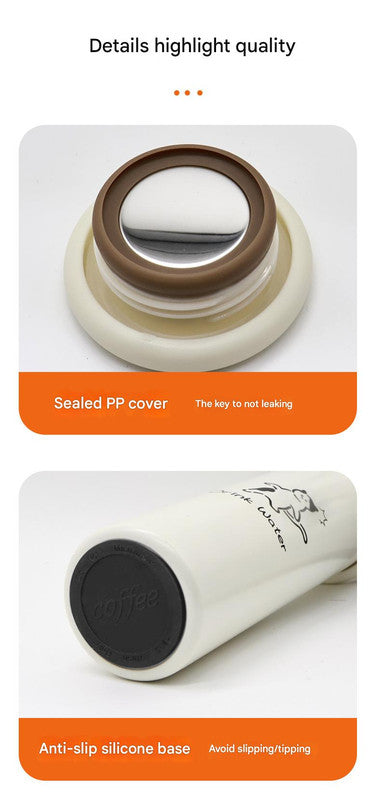 Mini Insulated Coffee Cup - 316 Stainless Steel, Portable & Stylish - Silver drink (300ml+cup brush)