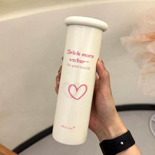 Mini Insulated Coffee Cup - 316 Stainless Steel, Portable & Stylish - Pink love (300ml+cup brush)