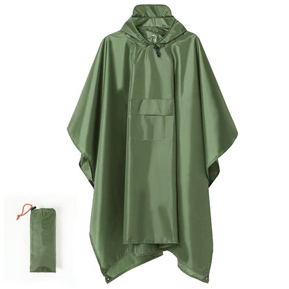 Green Portable Outdoor Camping Poncho - Can be used as Raincoat, Tarp, Ground Cover