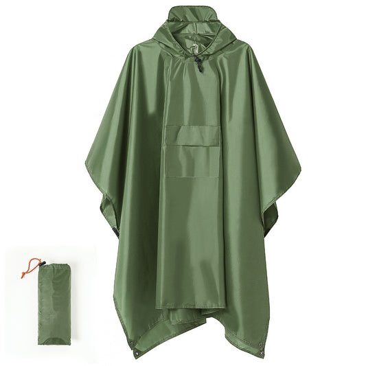 Green Portable Outdoor Camping Poncho - Can be used as Raincoat, Tarp, Ground Cover