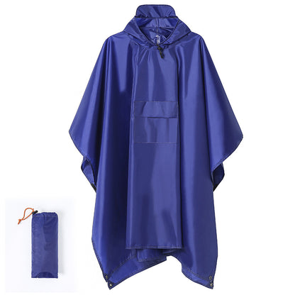 Blue Portable Outdoor Camping Poncho - Can be used as Raincoat, Tarp, Ground Cover