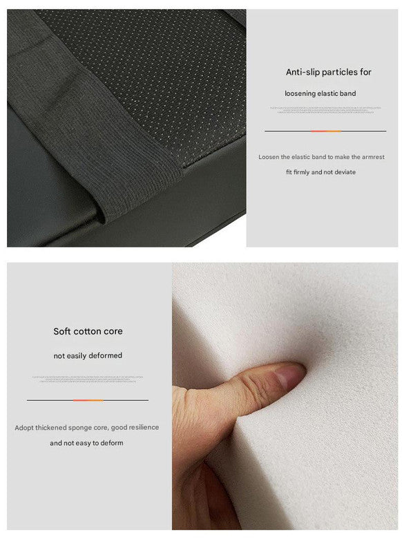 Gray Auto Center Console Armrest Riser Pad with Dual Cup Holders - PU Leather