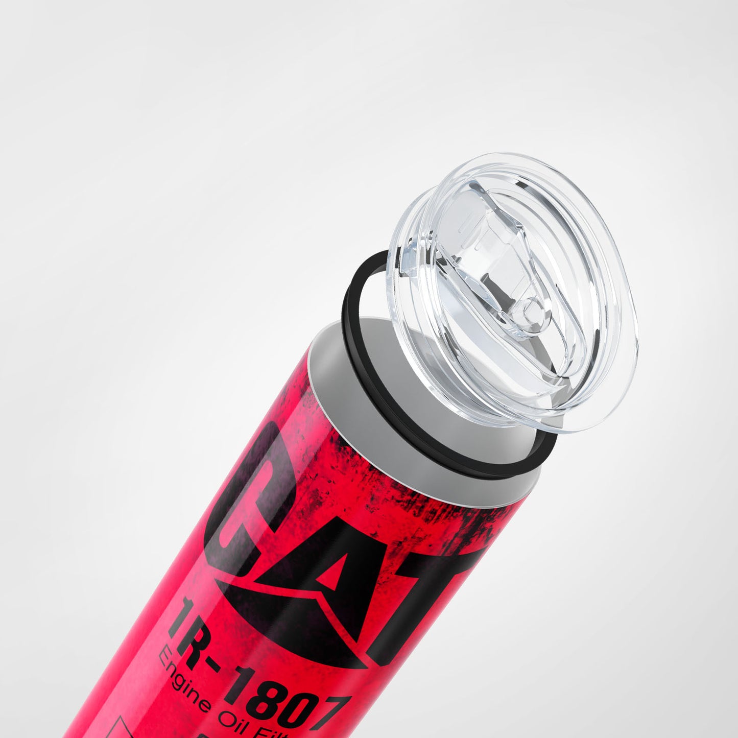 Red Skinny Tumbler (591ml) - Fun CAT Oil Filter Replica for Construction Fans