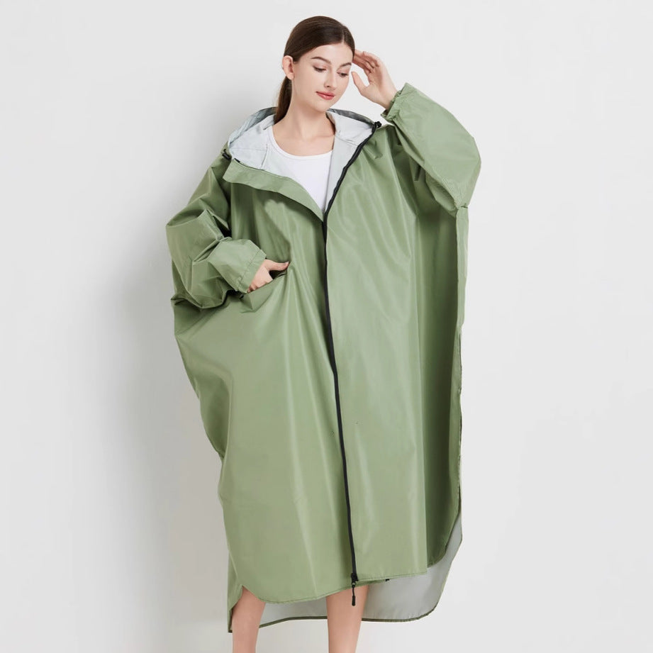 Matcha green Stylish Waterproof Raincoat Poncho - Long, Packable for Outdoor Travel & Hiking