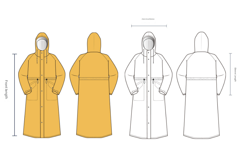 White Women's Long Waterproof Raincoat with Hood and Visor - Stylish Rain Jacket (Size - L)