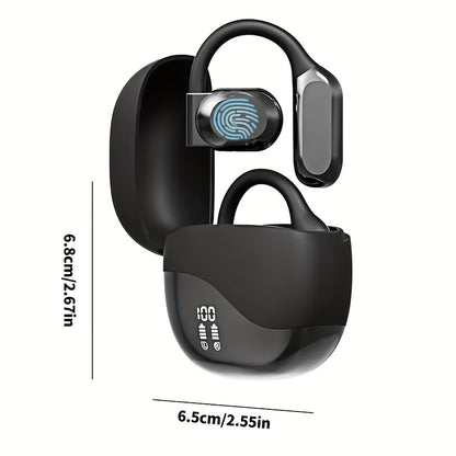 Beige Comfortable Open-Ear Bluetooth Headset - Real-Time Translation, LED Display