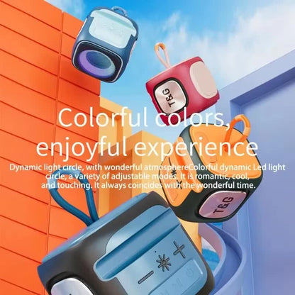 Orange And Black T&G Portable Cube Bluetooth Speaker - RGB Lights, FM Radio, Multi-Input Sound System