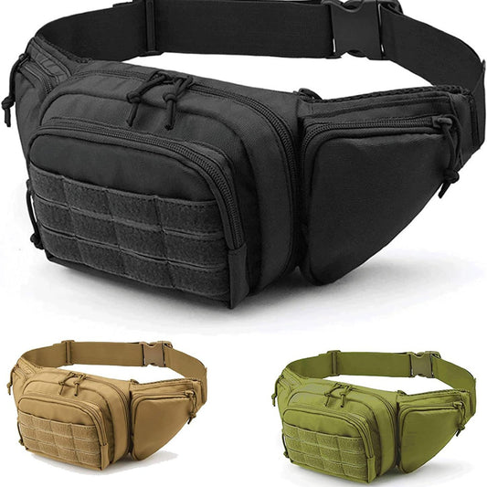 Khaki Rugged Tactical Waist Pack - MOLLE Outdoor Fanny Bag for Hiking Cycling & Travel