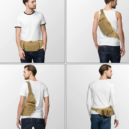 Khaki Rugged Tactical Waist Pack - MOLLE Outdoor Fanny Bag for Hiking Cycling & Travel