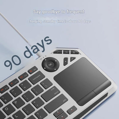 Dark Grey And Black Slim Multi-Device Bluetooth Keyboard with Integrated Touchpad - Rechargeable Wireless Combo for PC Laptop Tablet Phone