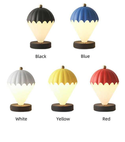Red Rechargeable Hot Air Balloon LED Touch Lamp - 3-Color Nordic Style Desk Light