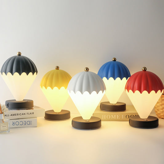 Black Rechargeable Hot Air Balloon LED Touch Lamp - 3-Color Nordic Style Desk Light