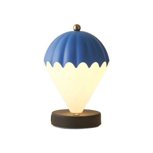 Blue Rechargeable Hot Air Balloon LED Touch Lamp - 3-Color Nordic Style Desk Light