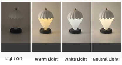 Blue Rechargeable Hot Air Balloon LED Touch Lamp - 3-Color Nordic Style Desk Light
