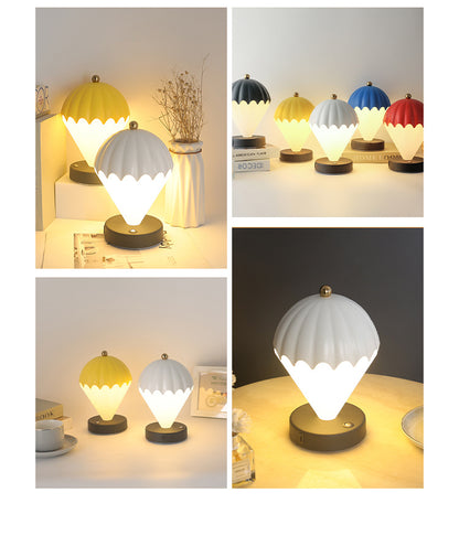 Blue Rechargeable Hot Air Balloon LED Touch Lamp - 3-Color Nordic Style Desk Light