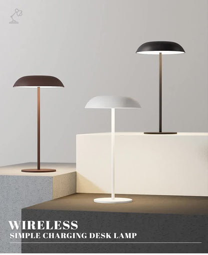 Brown Minimalist Rechargeable LED Touch Table Lamp - 3-Color Stepless Dimming Metal Desk Light