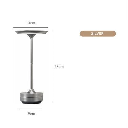 Silver Elegant Aluminum Alloy Rechargeable LED Touch Lamp - 3-Color Dimmable Cordless Table Light