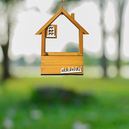 Brown Charming Wooden House Hanging Bird Feeder - Attract Wild Birds to Your Garden