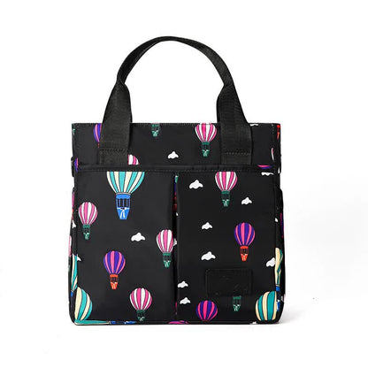 Black Versatile Nappy Bag Tote - Lightweight Diaper Bag with Insulated Pocket & Crossbody Strap