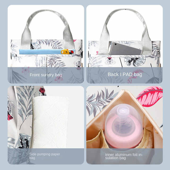 Colorful Versatile Nappy Bag Tote - Lightweight Diaper Bag with Insulated Pocket & Crossbody Strap