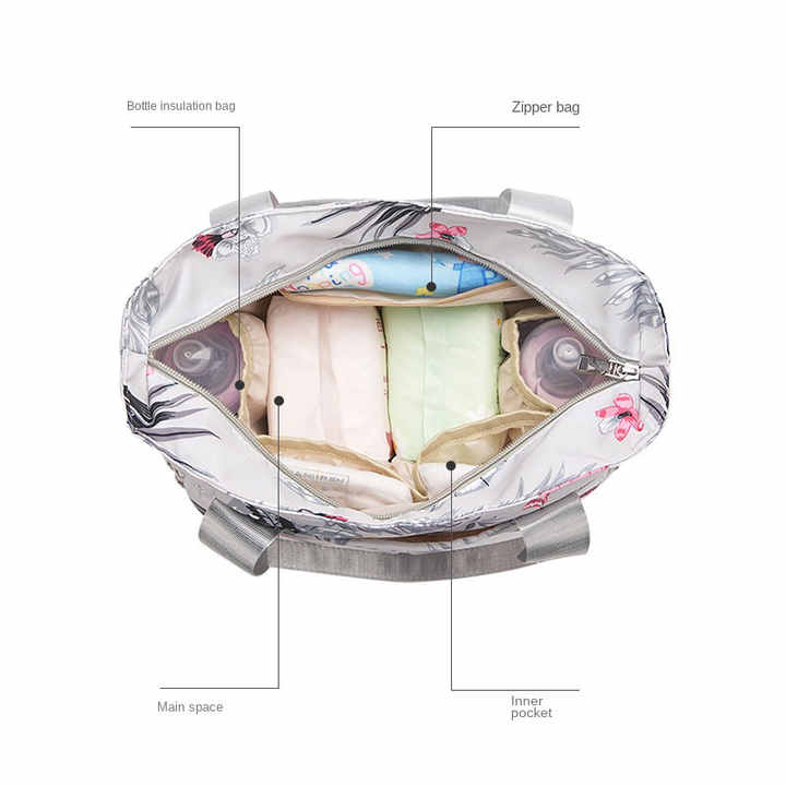 Colorful Versatile Nappy Bag Tote - Lightweight Diaper Bag with Insulated Pocket & Crossbody Strap
