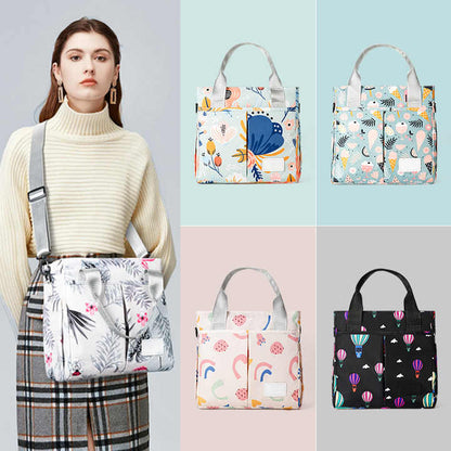Pink Versatile Nappy Bag Tote - Lightweight Diaper Bag with Insulated Pocket & Crossbody Strap