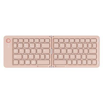 Pink Ultra-Slim Foldable Bluetooth Keyboard - Portable Wireless Rechargeable Travel Keyboard for iOS Android Windows Devices
