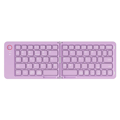 Purple Ultra-Slim Foldable Bluetooth Keyboard - Portable Wireless Rechargeable Travel Keyboard for iOS Android Windows Devices