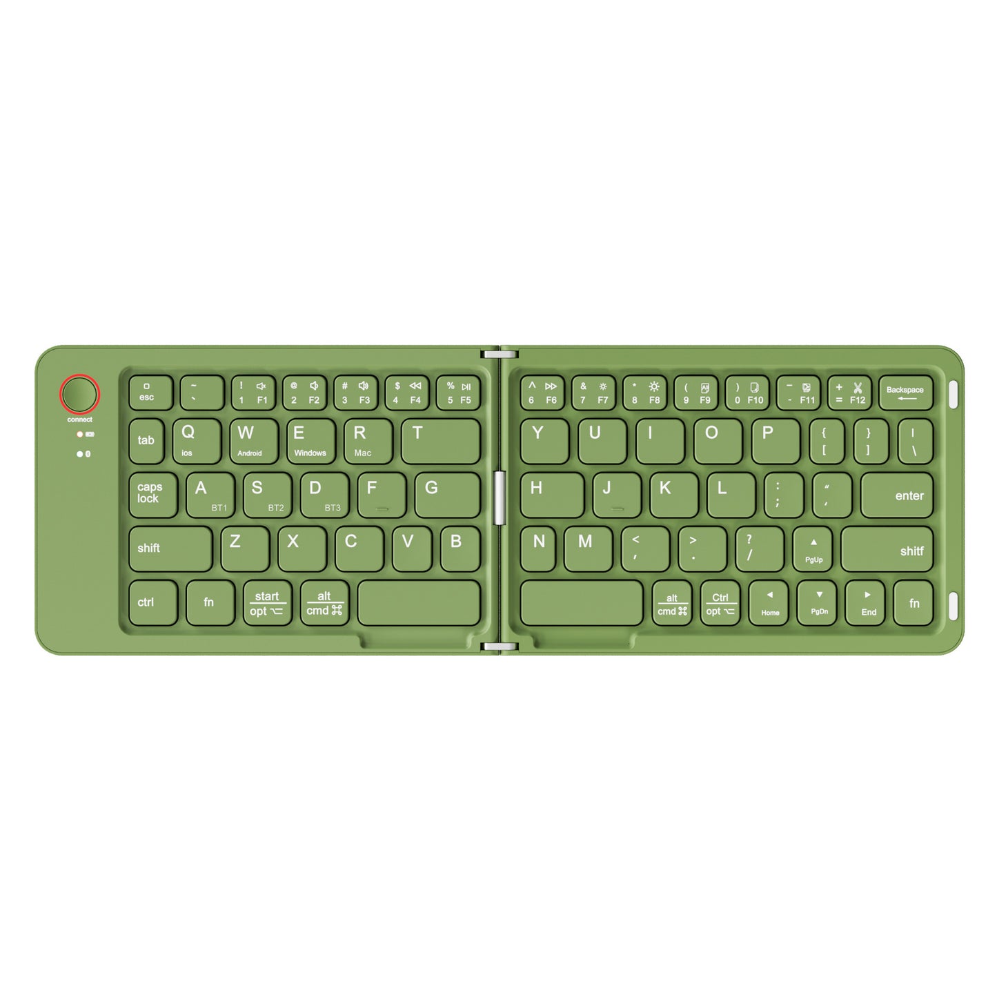 Green Ultra-Slim Foldable Bluetooth Keyboard - Portable Wireless Rechargeable Travel Keyboard for iOS Android Windows Devices