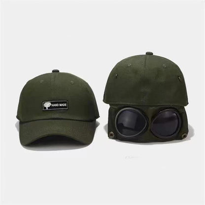 Army Green Stylish Aviator Goggle Baseball Cap - Unisex Outdoor Cotton Sun Hat