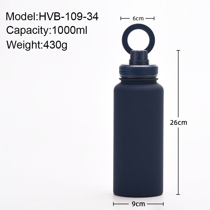 Brow 1L Stainless Steel Water Bottle with Magnetic Phone Holder Lid - Portable Hydration & Hands-Free Stand
