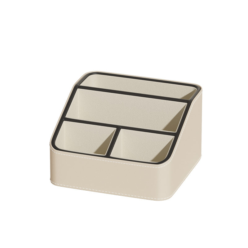 Pink and Black Stylish PU Leather Desktop Organizer Caddy - Multi-Compartment Holder for Remotes, Office Supplies, Makeup