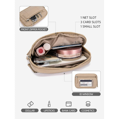 Purple RFID Blocking Nylon Wristlet Clutch Wallet - Compact Waterproof Pouch with Card Slots & ID Window