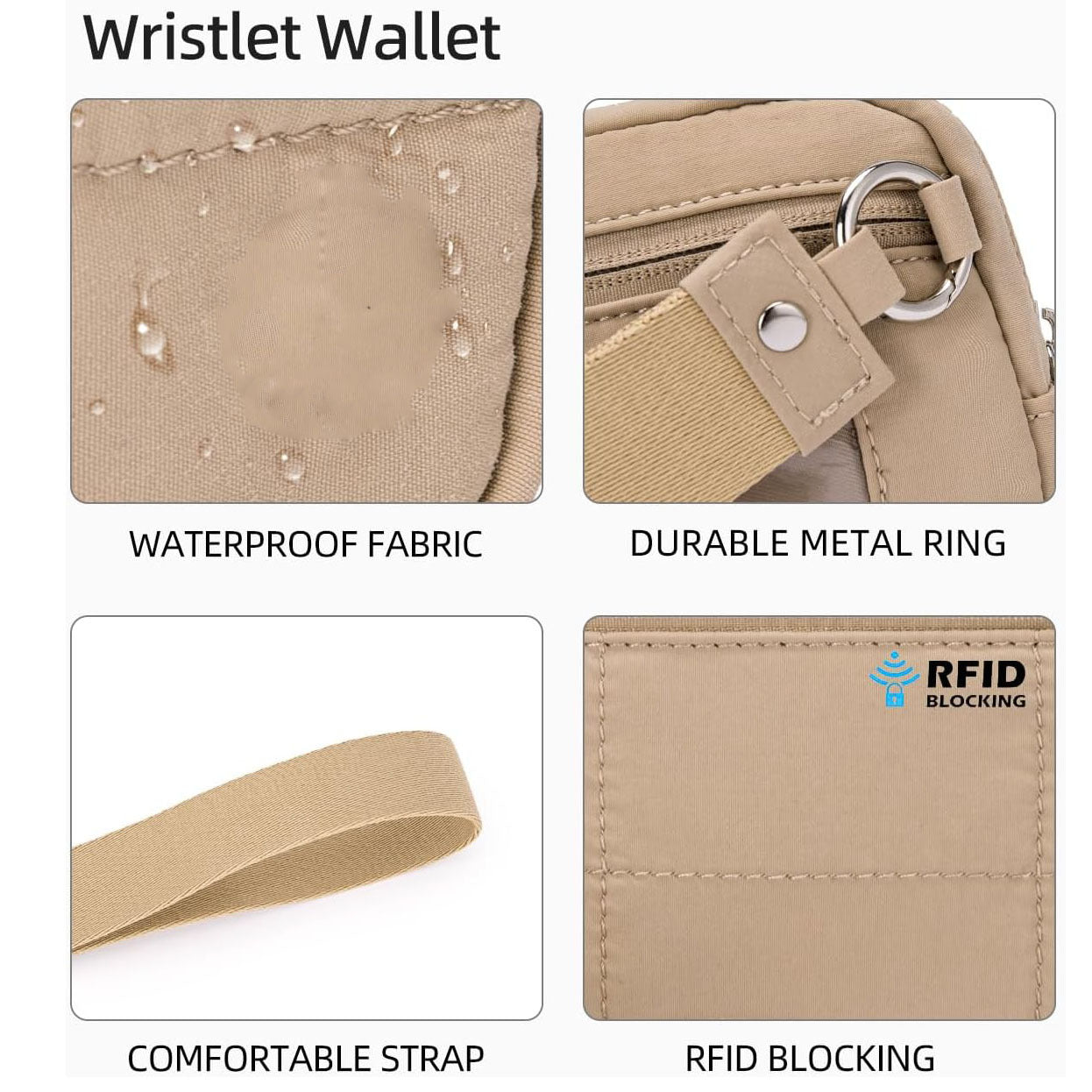 Purple RFID Blocking Nylon Wristlet Clutch Wallet - Compact Waterproof Pouch with Card Slots & ID Window