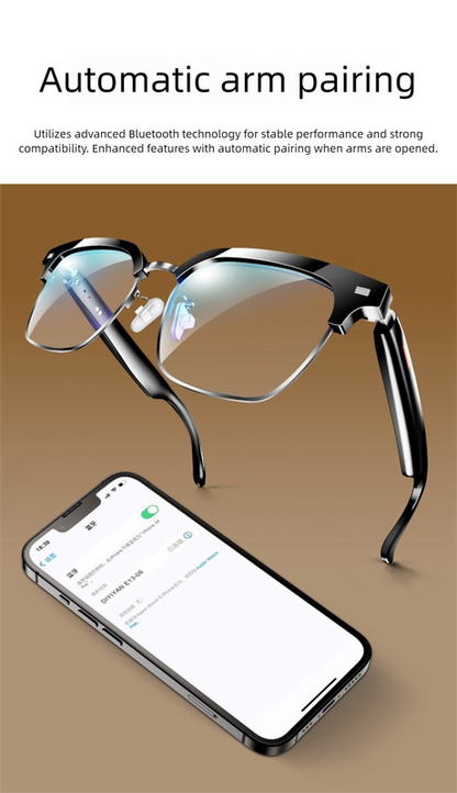 Black Full Frame Anti-blue Light Smart Audio Glasses with Bluetooth 5.0 - Open-Ear Directional Sound, Anti-Blue Light Lenses, IP65 Water Resistant