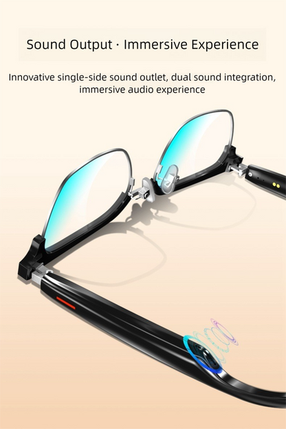 Black Full Frame Anti-blue Light Smart Audio Glasses with Bluetooth 5.0 - Open-Ear Directional Sound, Anti-Blue Light Lenses, IP65 Water Resistant