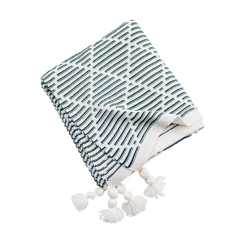 Pink and Beige Diamond Pattern Soft Cozy Knit Throw Blanket with Tassels - Geometric Pattern Lightweight Acrylic Blanket for Sofa Couch Bed, 130x150cm