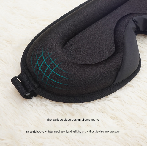 Black Set of 2 3D Contoured Sleep Eye Masks - Total Blackout Memory Foam Blindfold with Lycra