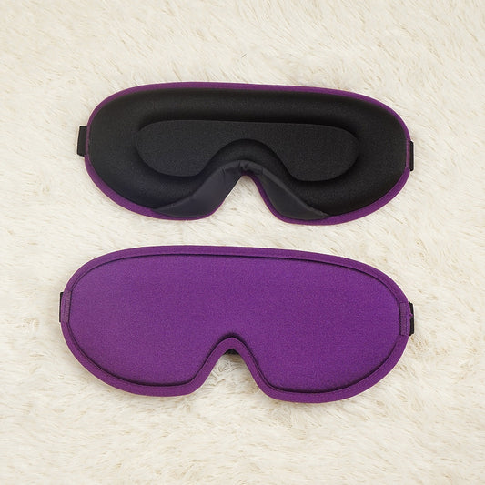 Purple Set of 2 3D Contoured Sleep Eye Masks - Total Blackout Memory Foam Blindfold with Lycra