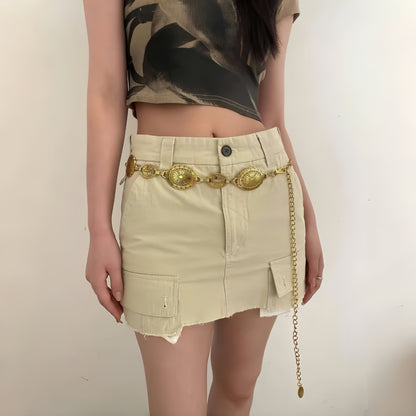 Large & Small Piece Waist Chain-Silver Set of 4 Bohemian Ethnic Style Metal Waist Chains - Versatile Fashion Belts for Dresses & Shirts