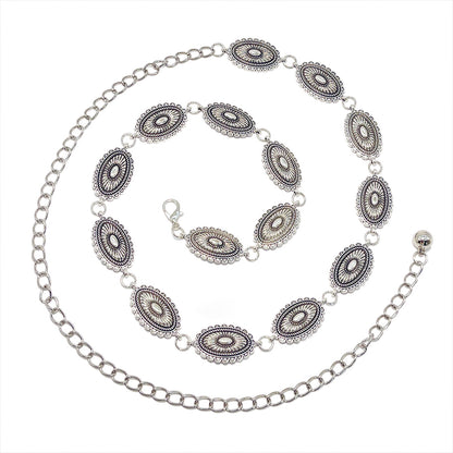 Little Daisy Waist Chain-Silver 15 Pieces Set of 4 Bohemian Ethnic Style Metal Waist Chains - Versatile Fashion Belts for Dresses & Shirts