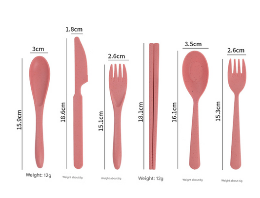 Beige Durable Eco-Friendly Wheat Straw Dinnerware Set - 24 Pieces with Plates, Bowls, Cups & Cutlery