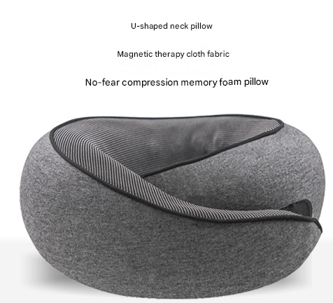 Dark Grey Ergonomic Memory Foam Travel Neck Pillow - U-Shaped Support for Naps & Journeys