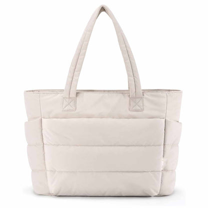Beige Large Capacity Nylon Tote Bag for Women - Fashionable Travel Shoulder & Crossbody Handbag