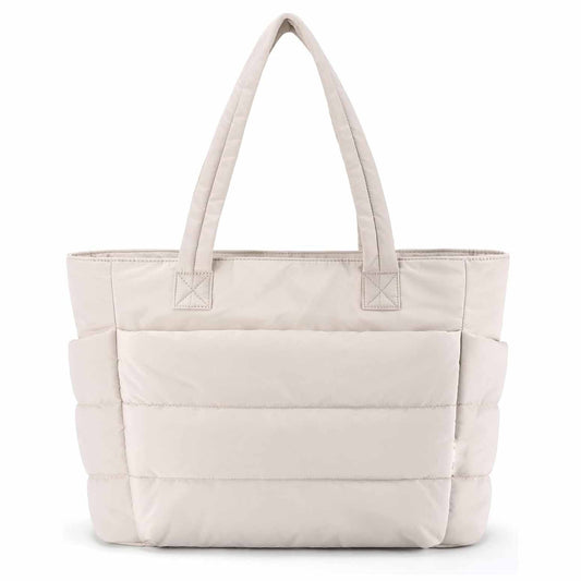 Beige Large Capacity Nylon Tote Bag for Women - Fashionable Travel Shoulder & Crossbody Handbag