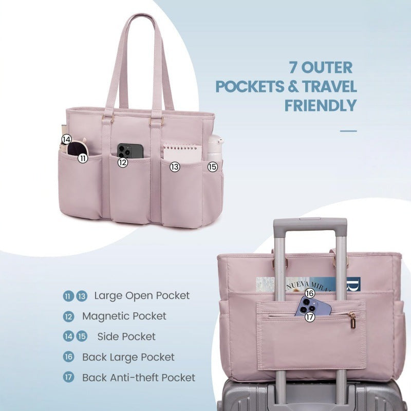 Pink Women's Laptop Tote Bag - Professional Business Briefcase & Shoulder Handbag (Fits up to 15.6 Inch Laptop)